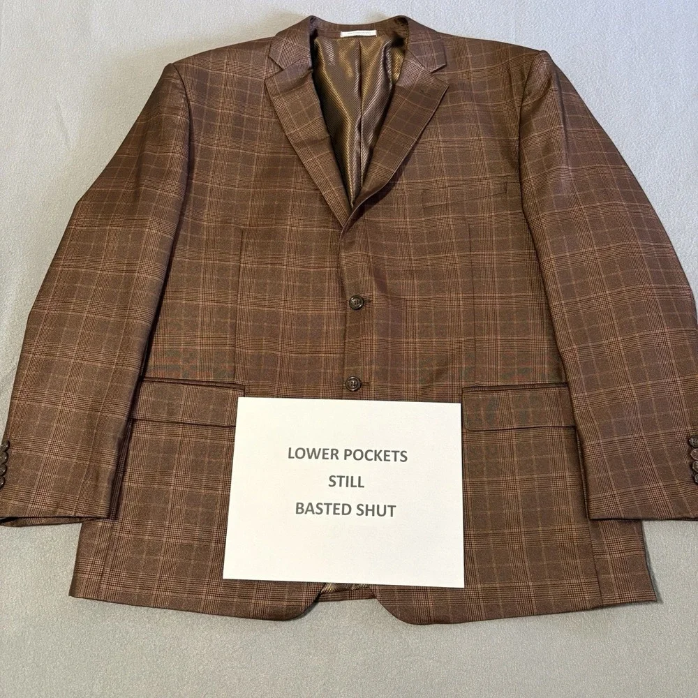 Vinci Philosophy Sports Coat 48R Chocolate Glen‎ Check Performance Blazer Jacket